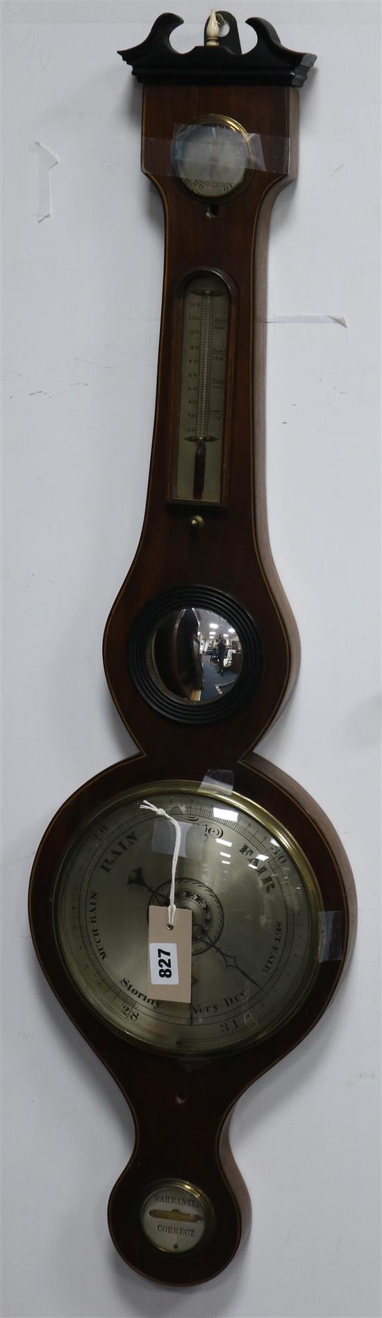 A Victorian mahogany wheel barometer W.25cm
